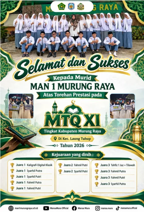 Prestasi Siswa dan Guru Pada MTQ XXI Tk Kabupaten Murung Raya di Laung Tuhup